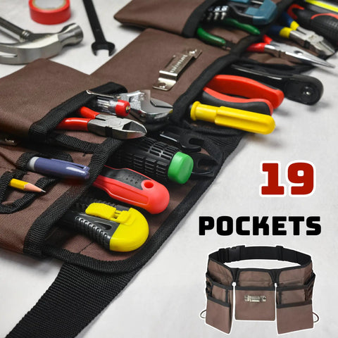 Tough As Nails Heavy Duty 19 Pocket Tool Belt And Work Apron With Adjustable Poly Web Belt And Quick Release Buckle 33 To 50 Inch Range