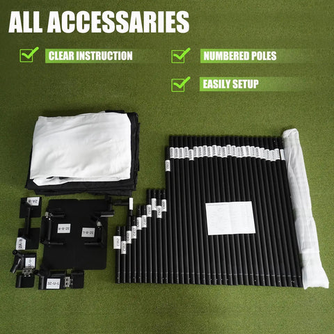 Foldable Golf Enclosure Kit For Home Use With Easy Setup And Space Saving Indoor Golf Simulator accessories on grass surface