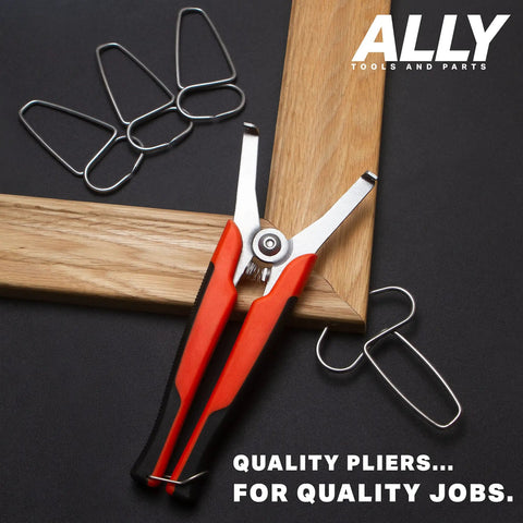 Big Hand Friendly Miter Spring Clamp Pliers With 16 Clamps And 8 Inch Long Handles shown with wood trimming project