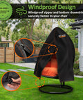 Waterproof Egg Chair Cover For Patio With Zipper 75x45 Inch Windproof and Weatherproof Outdoor Hanging Chair Cover in garden setting