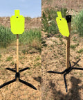 AR500 Steel Target Stand System Complete Kit For One Person Setup Ten By Sixteen Inch Silhouette Target in outdoor setting