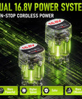 Dual 16.8V rechargeable batteries for the 3 Inch Mini Cordless Angle Grinder Delivering Top Shelf 16.8V Power.