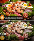 Comparison of COB LED Strip Light 12V with 90+ CRI and others with different color rendering, showcasing fresh salad ingredients.