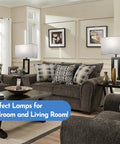Two Pack 22 Inch Tall Touch Control Table Lamps With 2 USB Ports, 3 Way Dimmable Bedside Lamps, in living room setting
