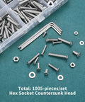 1005 Pc M2 M2.5 M3 Metric Screw Set With Nuts And Bolts Heavy Duty Flat Head Hex Socket Countersunk Screws Stainless Steel Hardware Kit