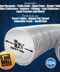 Two And A Half Inch By Ten Foot Ultra Flex Clear-Vue Heavy-Duty PVC Dust Collection Hose showing flexible wire helix and thickness indicator with USA logo.