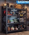 60 Inch Wide Heavy Duty Garage Shelving Rack With 5000 Lb Capacity, Industrial 4 Tier Storage Unit in basement setting