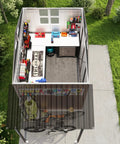 Interior view of 6x10 Ft Outdoor Storage Shed With Open Firewood Storage And Lockable Doors Built To Last Galvanized Steel Garden Shed