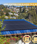 Solar Panel Mounting Brackets Roof Kit With Rails And Clamps For 1.18 To 1.38 Inch Panel Thickness A Row Roof Assembly On Tin Or Flat Sheet Rooftops Aluminum Alloy 4 Pack Black on glazed tile roof.