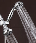 Total Chrome High Pressure Three Way Shower Head And Handheld Combo With Rain Setting, dual spray from both heads