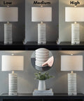 3 Way Dimmable Rustic Table Lamps Set Of 2 With Touch Control And Built In USB Port And AC Outlet White Finish For Living Room