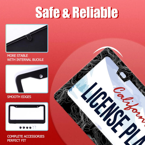 Dope Topographic Map License Plate Frame In Stainless Steel With Screws 12x6 Inch Durable Car Part For Men And Women Everyday Style