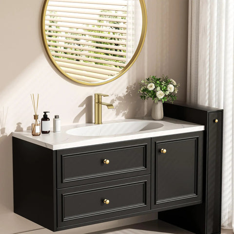 Killer Waterfall Bathroom Faucet Single Hole Brushed Gold Finish Modern Deck Mount Zero Splatter Vanity Sink Mixer Dead Simple Install Smooth Flow Upgrade Your Daily Wash Routine
