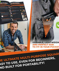 Six In One Carpenter Square Seven Inch T Square in use with user guide, pocket-friendly size for fast woodworking
