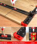 4 In 1 Adjustable T Square Measuring Tools 24 Inch Aluminum Ruler With Protractor Bevel Gauge And Square Cabinet Hardware Jig Marking Gauge For Woodworking Drilling Positioning Ruler Portable Storage Bag Included in use on wood surface