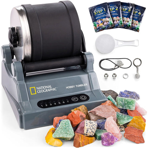 Rock Tumbler Kit For Beginners And Enthusiasts Hobby Edition Includes Rough Gemstones And Four Polishing Grits Dope STEM Geology Toy For Kids And Adults