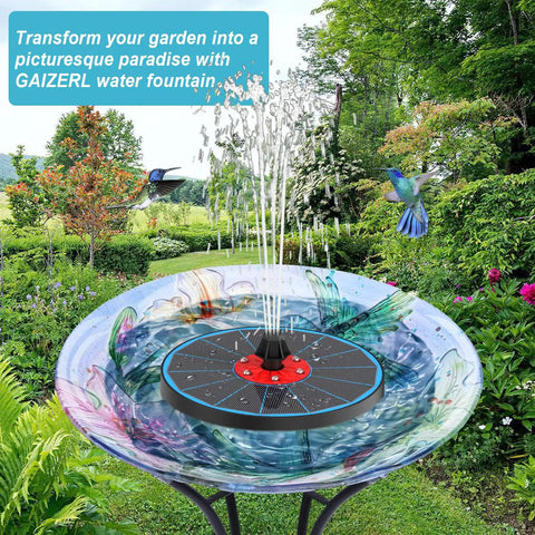 Solar Bird Bath Fountain With Glass Panel 3.5W Power, 2200mAh Backup Battery, Colorful LED Lights, Eight Spray Modes, Red Flower Design