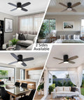38 Inch Flush Mount Ceiling Fan With Light Remote And App Control Dimmable LED Light Quiet DC Motor in various home settings
