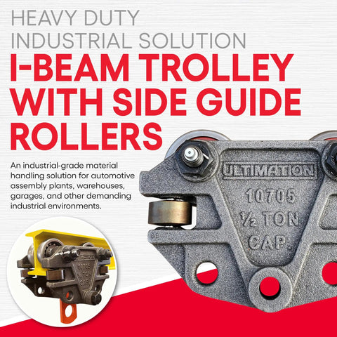 Heavy Duty 1000 Pound I Beam Trolley With Side Guide Rollers For 3 Inch 4 Inch And 6 Inch Tall Beams Built Tough