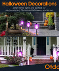Purple Flame Solar Christmas Lights Outdoor 12 Pack With Dancing Torch Effect illuminating pathways for holiday decor