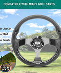 Heavy Duty Golf Cart Steering Wheel With Slick Non Slip Grip Fits Club Car EZGO And Yamaha Models, black PVC design.