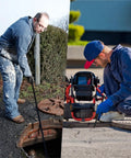 Two technicians using Long Reach 48 Inch Water Meter Key With Wide T Handle For Easy Valve Access on outdoor meters.