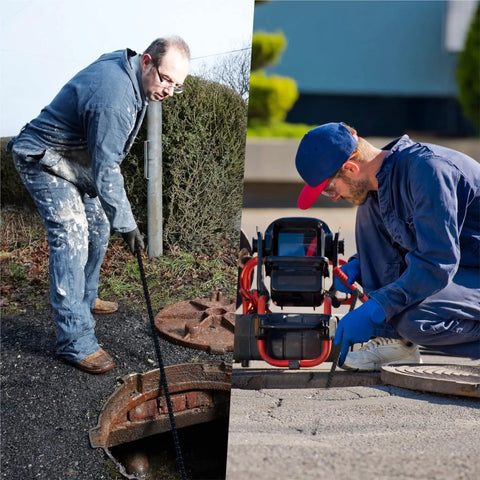 Two technicians using Long Reach 48 Inch Water Meter Key With Wide T Handle For Easy Valve Access on outdoor meters.