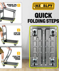 Quick folding steps for upgraded 700 lbs capacity push cart dolly with foldable platform, shown with clear instructions for users.