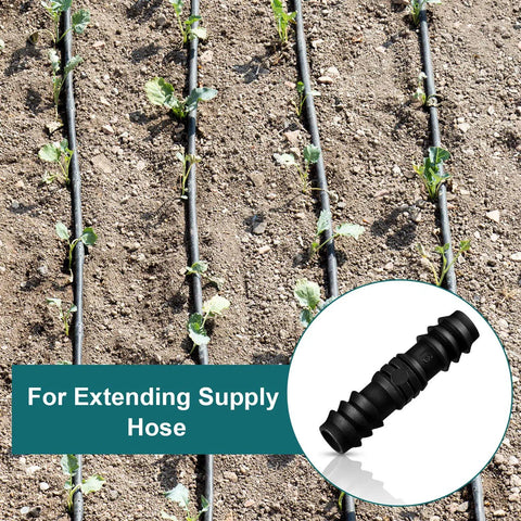 Garden with drip irrigation system using 8 Piece Half Inch Drip Irrigation Fittings Kit Inline Barb Hose Connectors DIY Ready Heavy Duty Plastic Tubing End Stop For Garden Lawn Sprinkler Systems Great For Repair And Extensions Fits 13mm Inner Diameter 16mm Outer Diameter