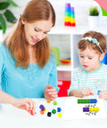 Child and adult using 100 Piece Math Linking Cubes Set In 10 Bright Colors For Early Math, Counting, Building, Creativity