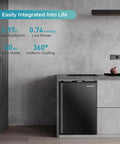 No Drama 3.0 Cu Ft Upright Mini Freezer With Single Door, Reversible Hinge, Black Compact Chill Zone in kitchen with modern decor.