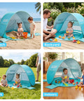 Baby Beach Tent Pop Up Shade Pool With UPF 50 UV Protection Sun Shelter used at beach, backyard, park, and indoors with children.