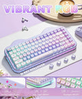 Top Tier Wireless Mechanical Keyboard With Dope Dessert Vibe And Compact 75 Percent Layout Featuring Hot Swap Switches Premium Pbt Keycaps And Butter Smooth Milk Springs For Chill Typing Sessions Or Epic Gaming Runs with vibrant RGB lighting and pastel keycaps.