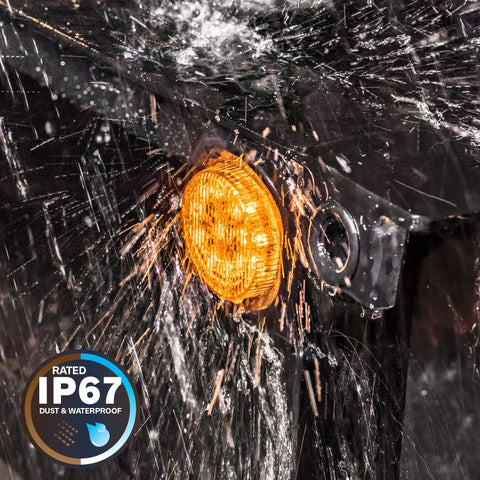 4 Pack 2 Inch Round LED Side Marker Light Kit With Amber And Red Lights, 12V, DOT Approved, Reflector Lens, IP67 Waterproof