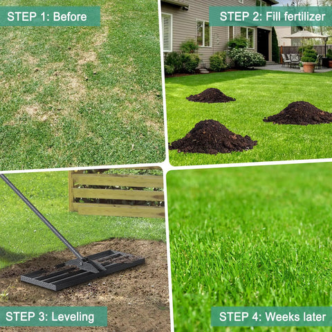 Lawn Leveling Rake 30x10 Heavy Duty With Anti Rust Coating And Adjustable Handle Effort Saving Leveler in lawn care steps