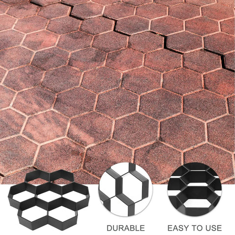Hexagon Brick Molds Set For Concrete Pathways And Walkways DIY Cement Paving Molds for creating garden stepping stones, front view
