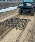Rugged 6 Foot By 4 Foot Tow Behind Drag Harrow With Powder Coat Black Finish for patios, gardens, and lawn tractor attachments