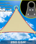 Beige 24 Feet By 24 Feet By 24 Feet Beefy Heavy Duty Triangle Shade Sail With Super Ring Canopy Awning, 260 GSM, sky background