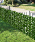 Artificial Ivy Privacy Fence Screen 118 By 39.4 Inches For Outdoor Walls And Garden Decor, realistic faux ivy leaves on white fence