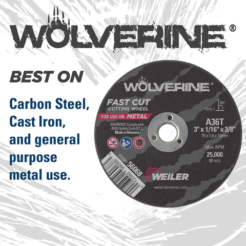 3 Inch Cutting Wheel For Steel And Metal With Fast Cut Performance, Open Arbor, Dual Reinforcement, A36T Type One