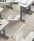 Beefed-Up Floor Cord Cover 6-Foot Cable Protector For Home Or Office Hide Extension Cords And Prevent Trip Hazards Flexible PVC Beige Cable Hider Coils Flat And Cuts To Size Ideal For High Traffic Areas Keeps Cables Safe From Pets And Kids.