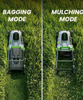 Powerful Cordless Lawn Mower With 17 Inch Deck Walk Behind Electric 4.0 Ah Battery Powered 6 Adjustable Cutting Heights in bagging and mulching mode