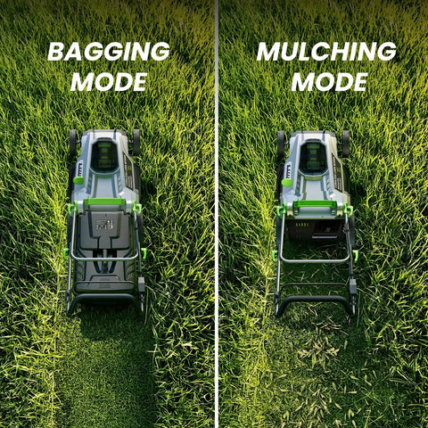 Powerful Cordless Lawn Mower With 17 Inch Deck Walk Behind Electric 4.0 Ah Battery Powered 6 Adjustable Cutting Heights in bagging and mulching mode