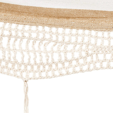 Close-up of lace design on Two Person Double Hammock With 9 Foot Space Saving Steel Stand And Carrying Case, 450 Lb Capacity, Beige Stripe