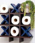 Tic Tac Toe Toilet Paper Holder Dope Wall Mounted Storage For Bathroom Decor Space Saving Toilet Paper Display Fun Game Style Organizer