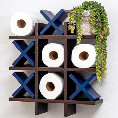 Tic Tac Toe Toilet Paper Holder Dope Wall Mounted Storage For Bathroom Decor Space Saving Toilet Paper Display Fun Game Style Organizer