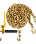 QuikBinder Plus Ratchet Load Binder And Grade 70 Chain Set Three Eighths Inch By 16 Foot Heavy Duty Tie-Down for trucks