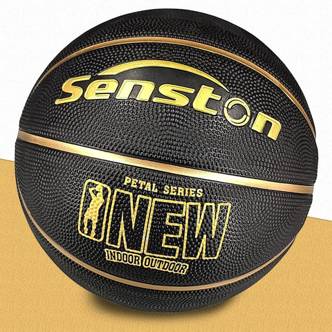 Outdoor And Indoor Rubber Basketball With Pump Official Size 7 29.5 Inch Ball High Grip Durable And Wear Resistant Black And Gold