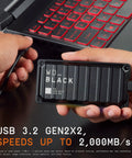 P40 Game Drive SSD 1TB Portable External Solid State Drive With Lit RGB Lighting And USB 3.2 Gen2x2 Speeds Up To Two Thousand Megabytes Per Second, PlayStation Xbox PC And Mac Ready, Custom Lighting Control connected to laptop