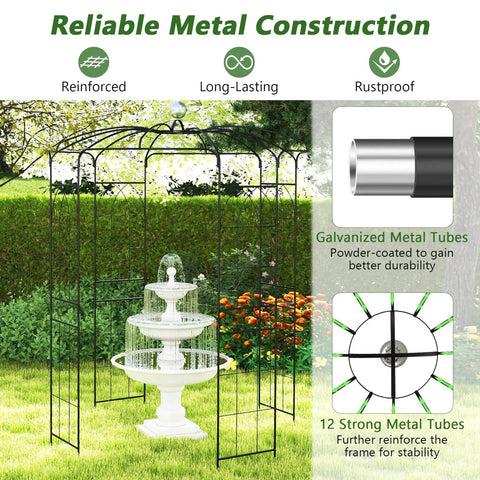 Birdcage Shaped Garden Arch For Climbing Plants And Outdoor Decor, 9.3 By 6.5 Ft Heavy Duty Metal Pergola Trellis showcasing reliability